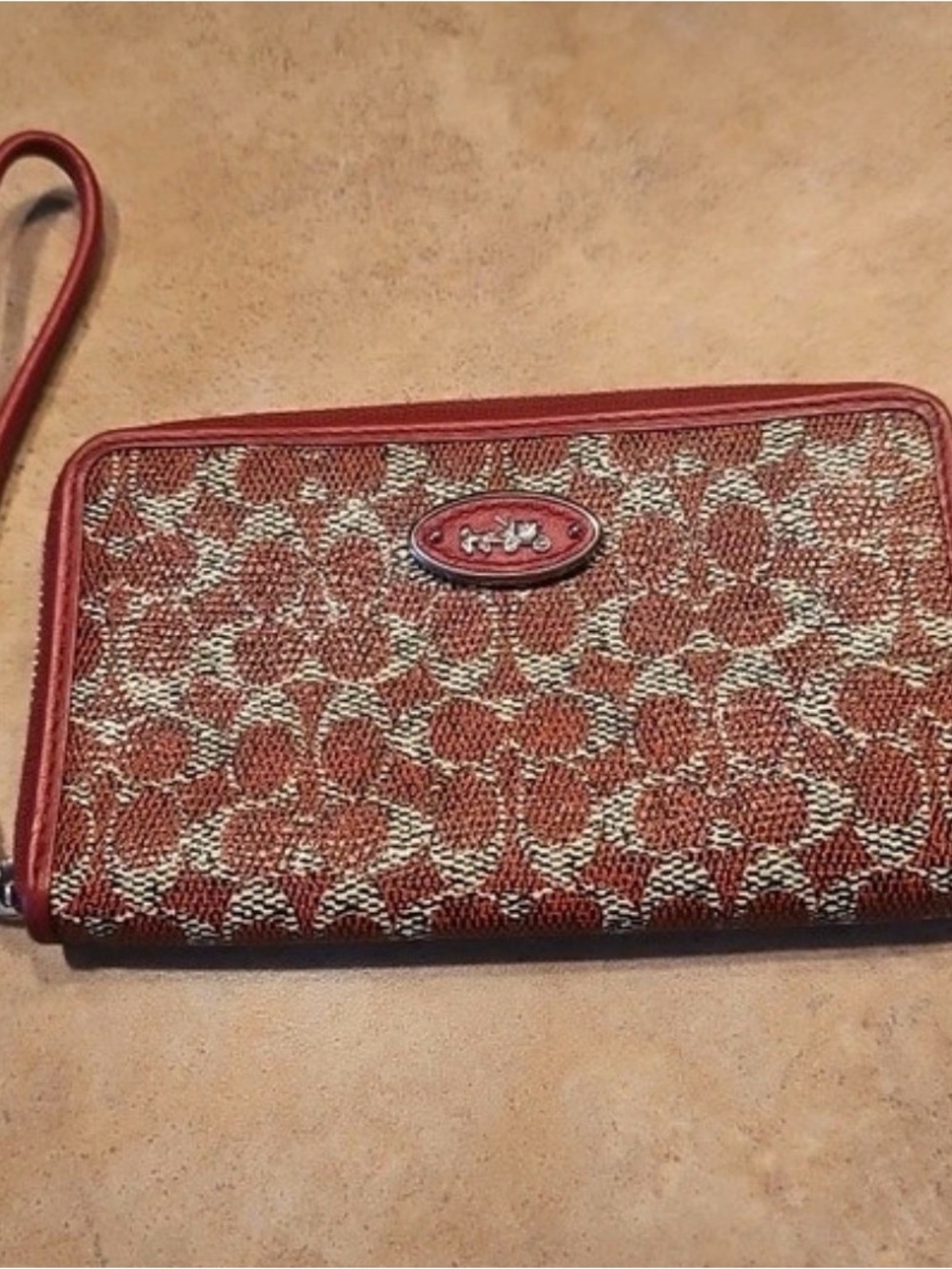 Coach Red Signature Canvas Wristlet